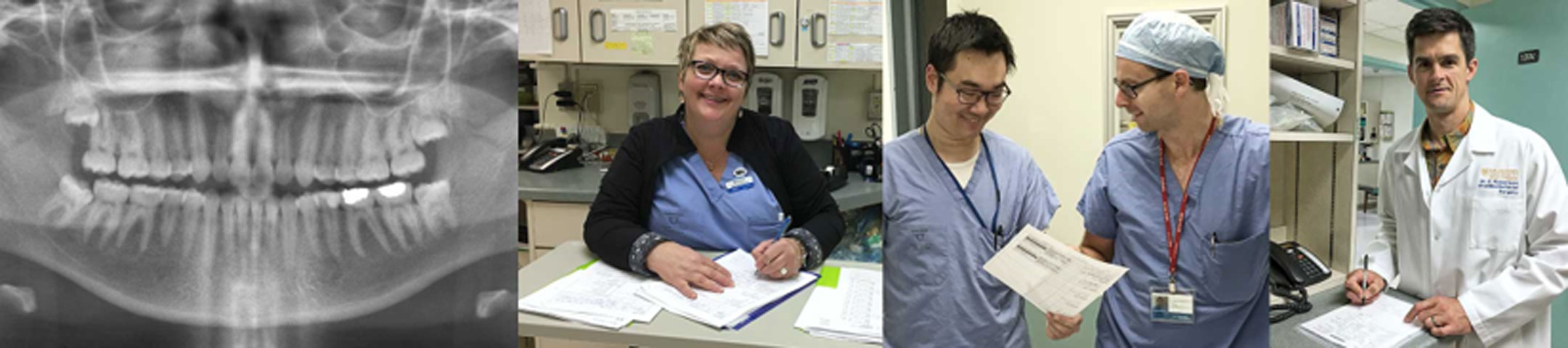 A stack of images showing dental workers during the day.